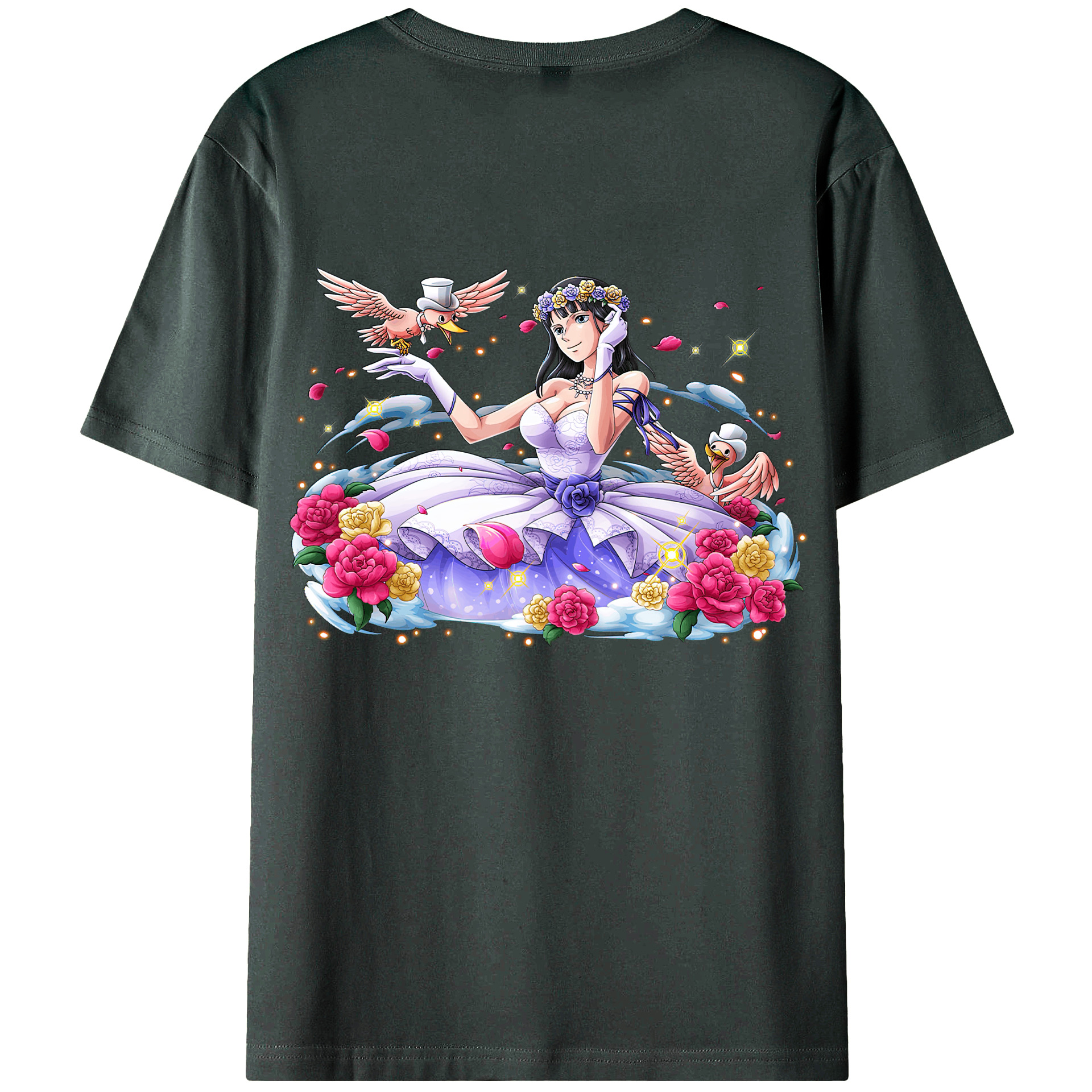 ワンピース ニコ・ロビン ONE PIECE Nico Robin 綿100％ メンズ半袖Tシャツ（バックプリント） 通気性